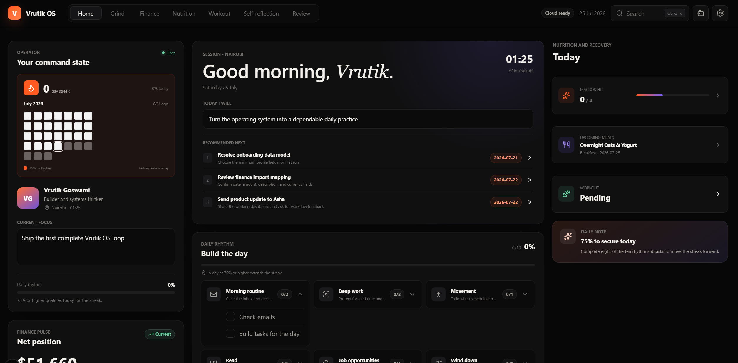 Vrutik OS Dashboard