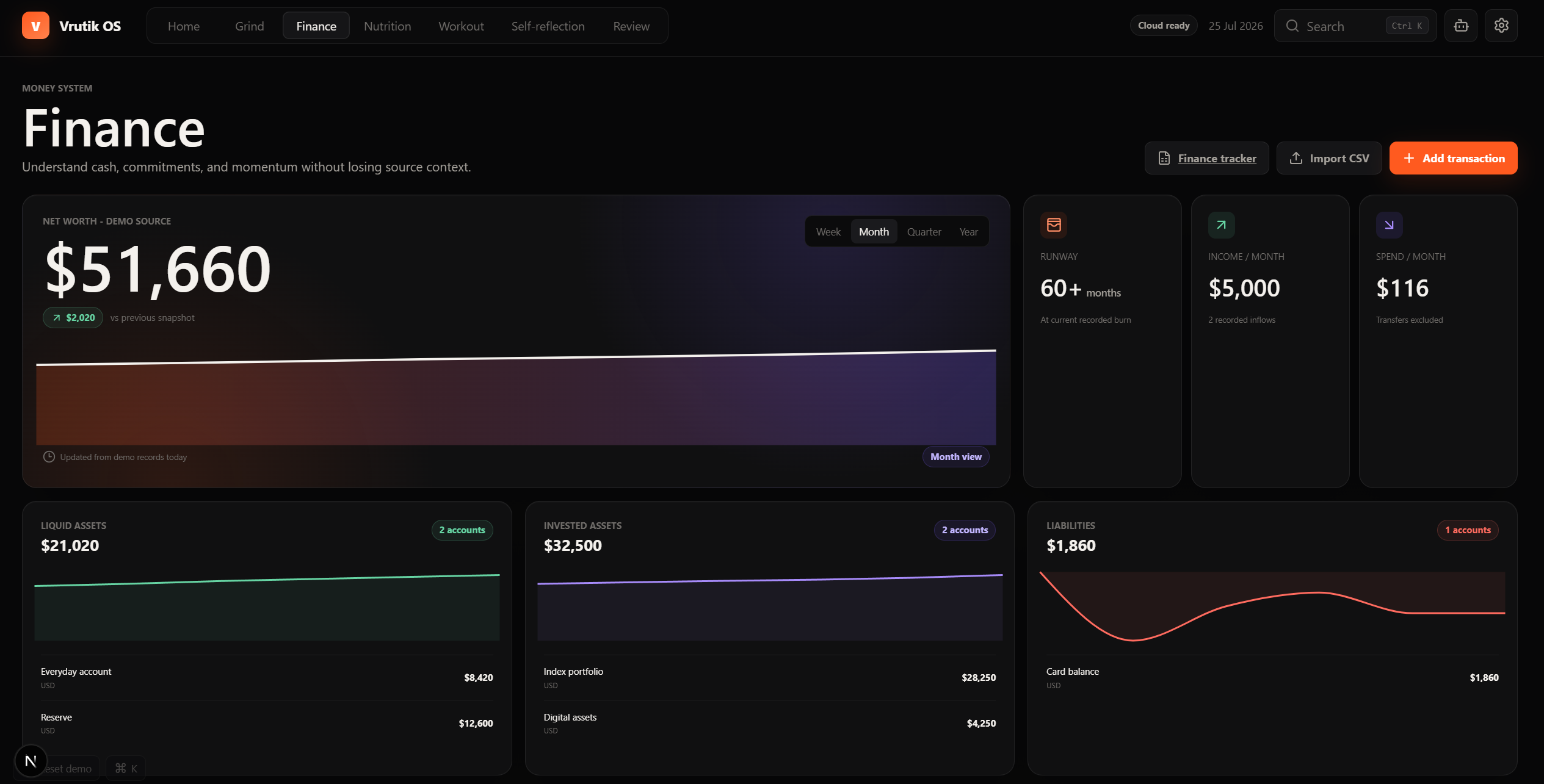 Vrutik OS Finance Tracker